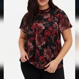 Torrid Lace Inset Blouse Size 2